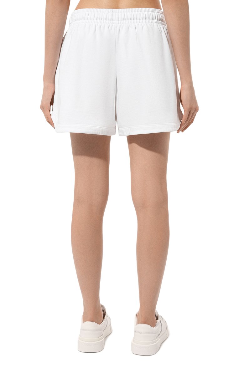 Женские хлопковые шорты STELLA MCCARTNEY белого цвета, арт. 6J0270/3SPY55 | Фото 4 (Длина Ж (юбки, платья, шорты): Мини; Материал внешний: Хлопок; Стили: Спорт-шик)