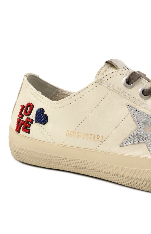 Кожаные кеды V-Star Golden Goose Deluxe Brand GWF00129.F006650 Кремовый  GWF00129.F006650 Фото 7