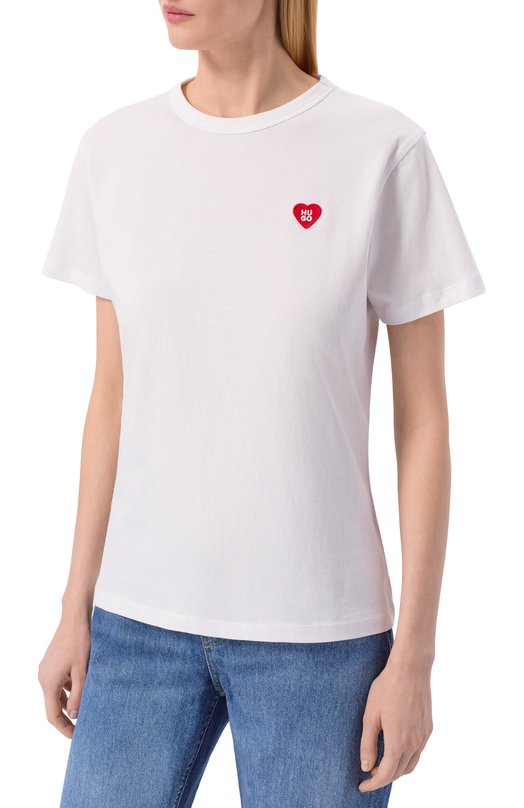 Хлопковая футболка HUGO 50562145 Белый  50562145 Фото 3