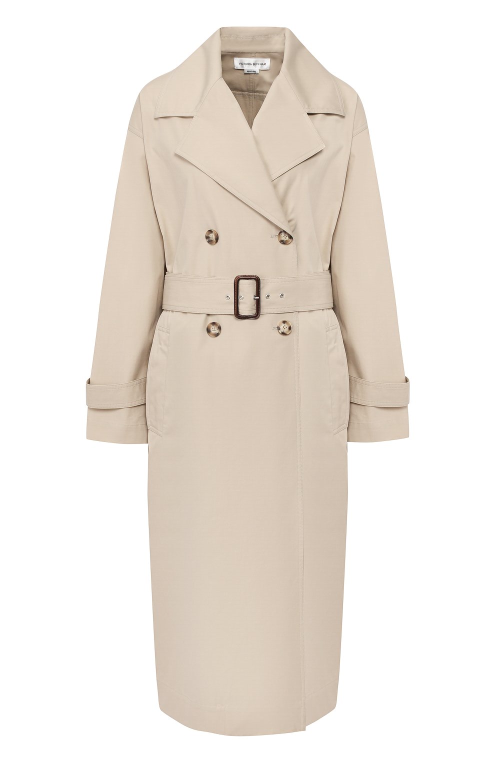 Хлопковый тренч VICTORIA BECKHAM бежевого цвета по цене 179500 руб., арт. 1220WCT001085A, фото 1 Хлопковый тренч VICTORIA BECKHAM, арт. 1220WCT001085A, фото 1