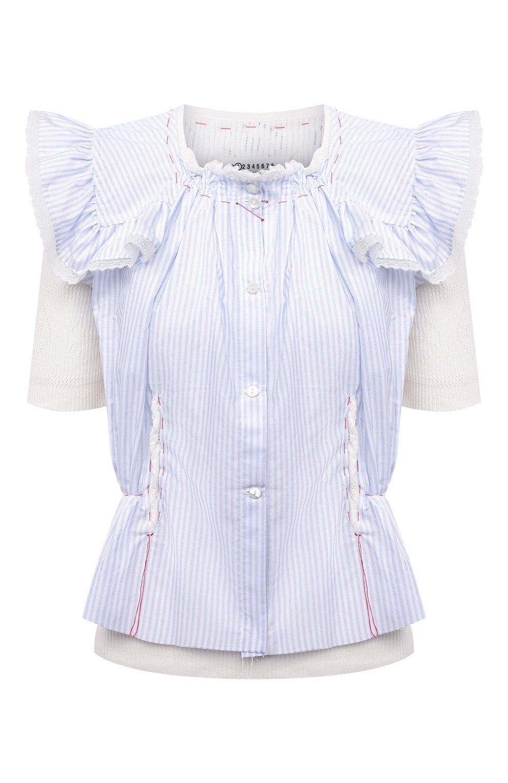 Хлопковый топ MAISON MARGIELA голубого цвета по цене 78050 руб., арт. S51HA1087/S17666, фото 1 Хлопковый топ MAISON MARGIELA, арт. S51HA1087/S17666, фото 1
