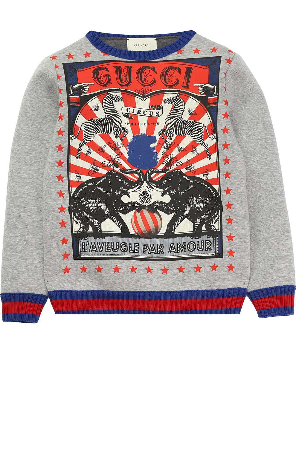 Хлопковый свитшот с эластичными манжетами и принтом GUCCI, арт. 455159/X5K10, фото 1