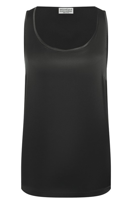 Атласный топ Brunello Cucinelli M0C59DE330 Чёрный M0C59DE330