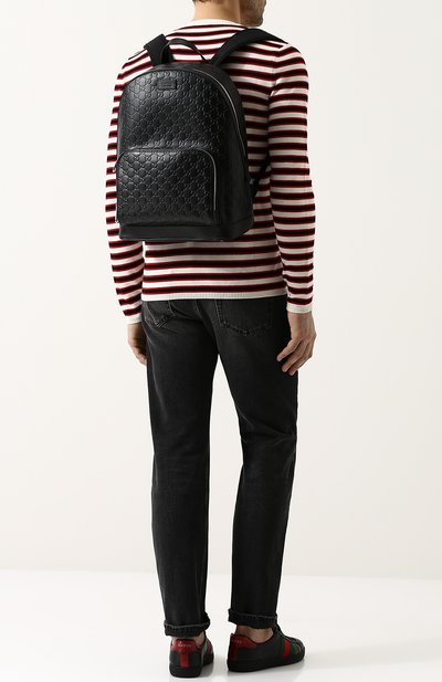 Кожаный рюкзак с тиснением signature и внешним карманом на молнии GUCCI, арт. 406370/CWCCN, фото 2