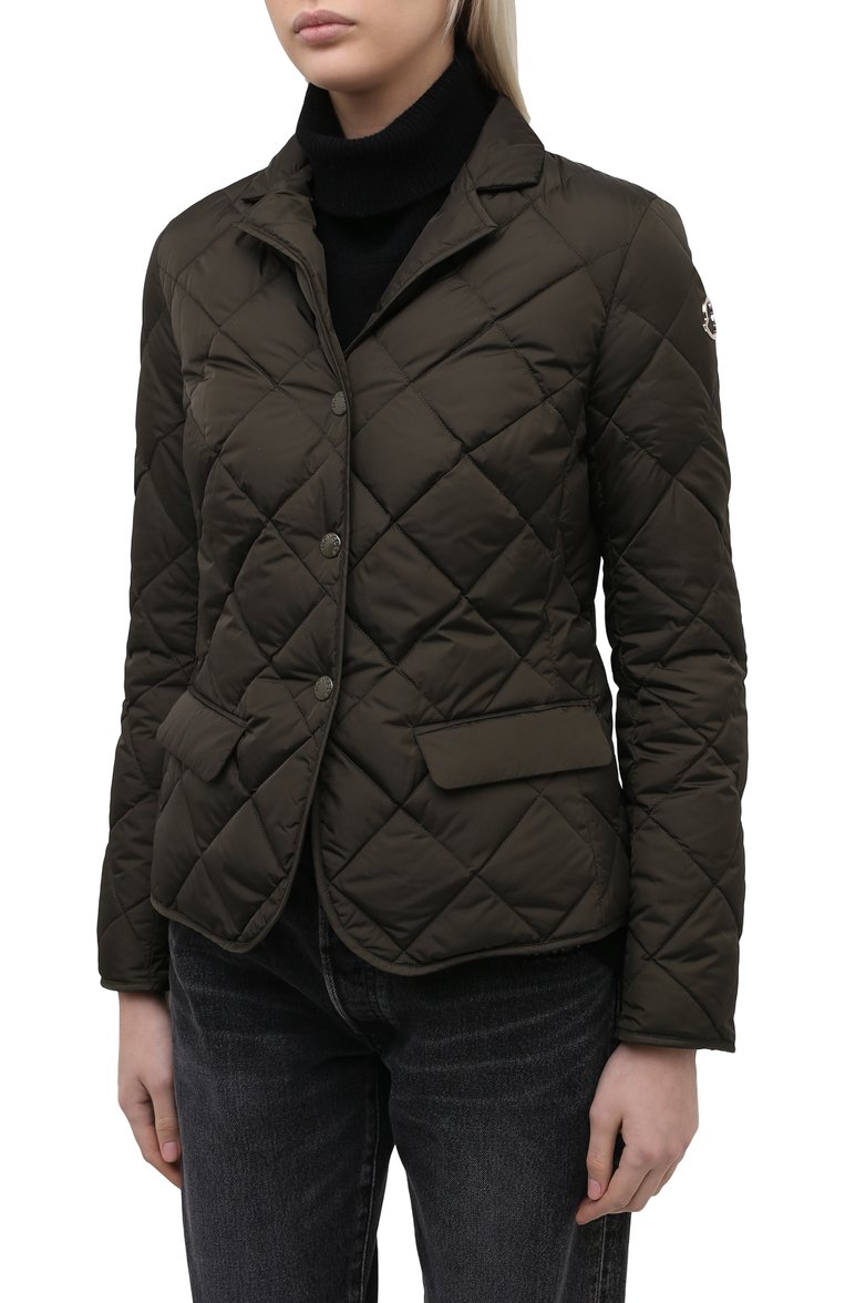 Женская пуховая куртка MONCLER хаки цвета, арт. G1-093-1A52Y-00-539YH | Фото 3 (Материал утеплителя: Пух и перо; Длина (верхняя одежда): Короткие; Стили: Кэжуэл; Материал подклада: Синтетический материал; Материал внешний: Синтетический материал; Кросс-КТ: Куртка, Утепленные; Рукава: Длинные; Региональные ограничения белый список (Axapta Mercury): RU; Материал сплава: Проставлено; Драгоценные камни: Проставлено)