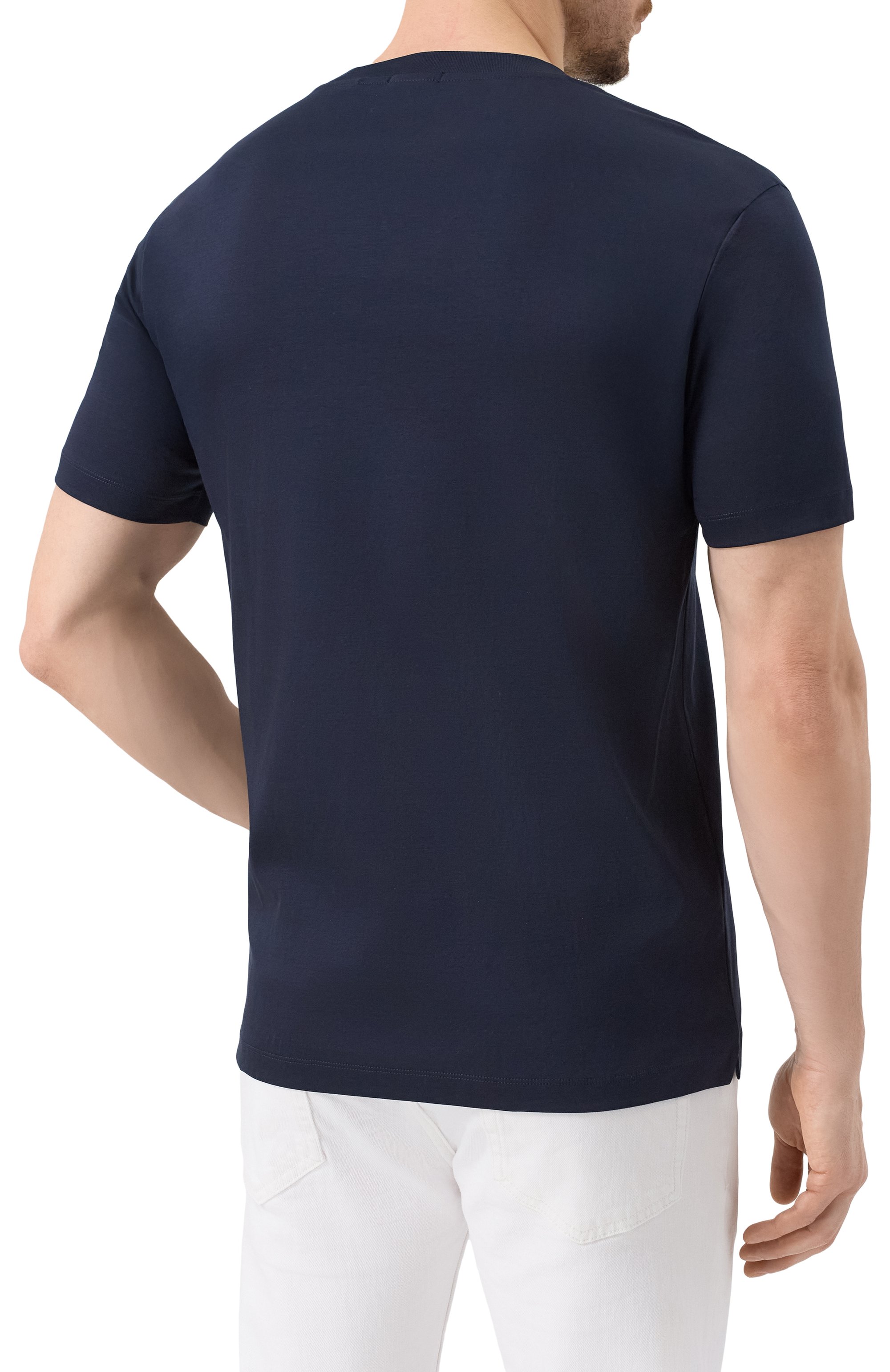 Хлопковая футболка BOSS темно-синего цвета по цене 13450 руб., арт. 50523931, фото 4 Хлопковая футболка BOSS, арт. 50523931, фото 4