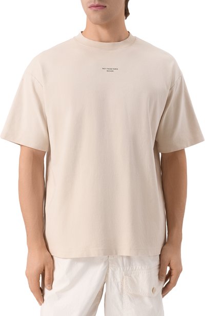 Хлопковая футболка DROLE DE MONSIEUR кремового цвета по цене 15600 руб., арт. PERM-TS202-C0002-MT, фото 3 Хлопковая футболка DROLE DE MONSIEUR, арт. PERM-TS202-C0002-MT, фото 3