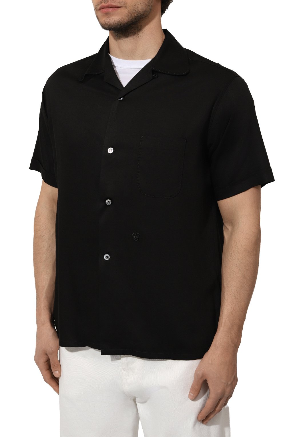 Рубашка из вискозы MAISON MARGIELA черного цвета по цене 72400 руб., арт. S50DR0006/S60495, фото 3 Рубашка из вискозы MAISON MARGIELA, арт. S50DR0006/S60495, фото 3