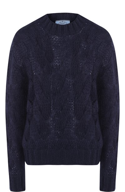 Женский однотонный пуловер фактурной вязки PRADA, арт. 124B43-3HC-F0008