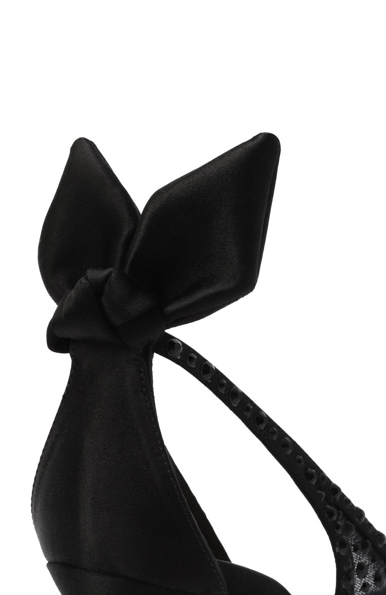 Женские текстильные туфли bow tie crystal 85 AQUAZZURA черного цвета, арт. DCTMIDP0/STT | Фото 7 (Материал внутренний: Натуральная кожа; Материал внешний: Текстиль; Подошва: Плоская; Каблук высота: Высокий; Каблук тип: Шпилька)