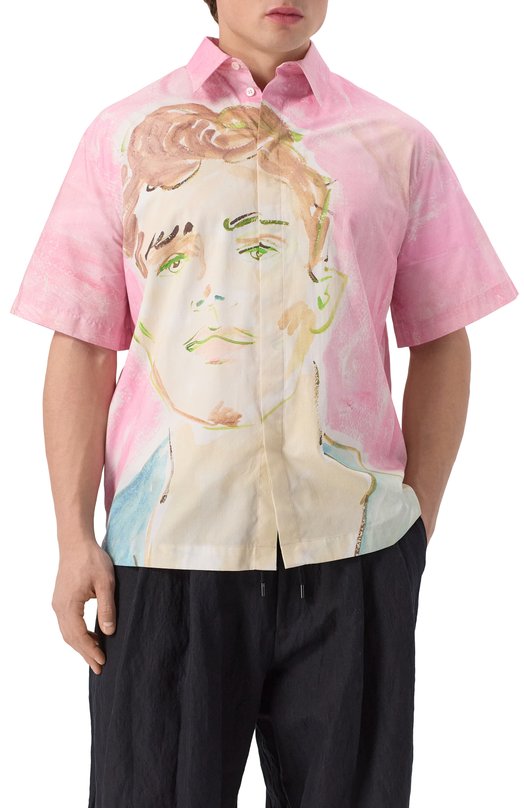 Хлопковая рубашка MSGM 3840ME15X/257054 Розовый  3840ME15X/257054 Фото 3