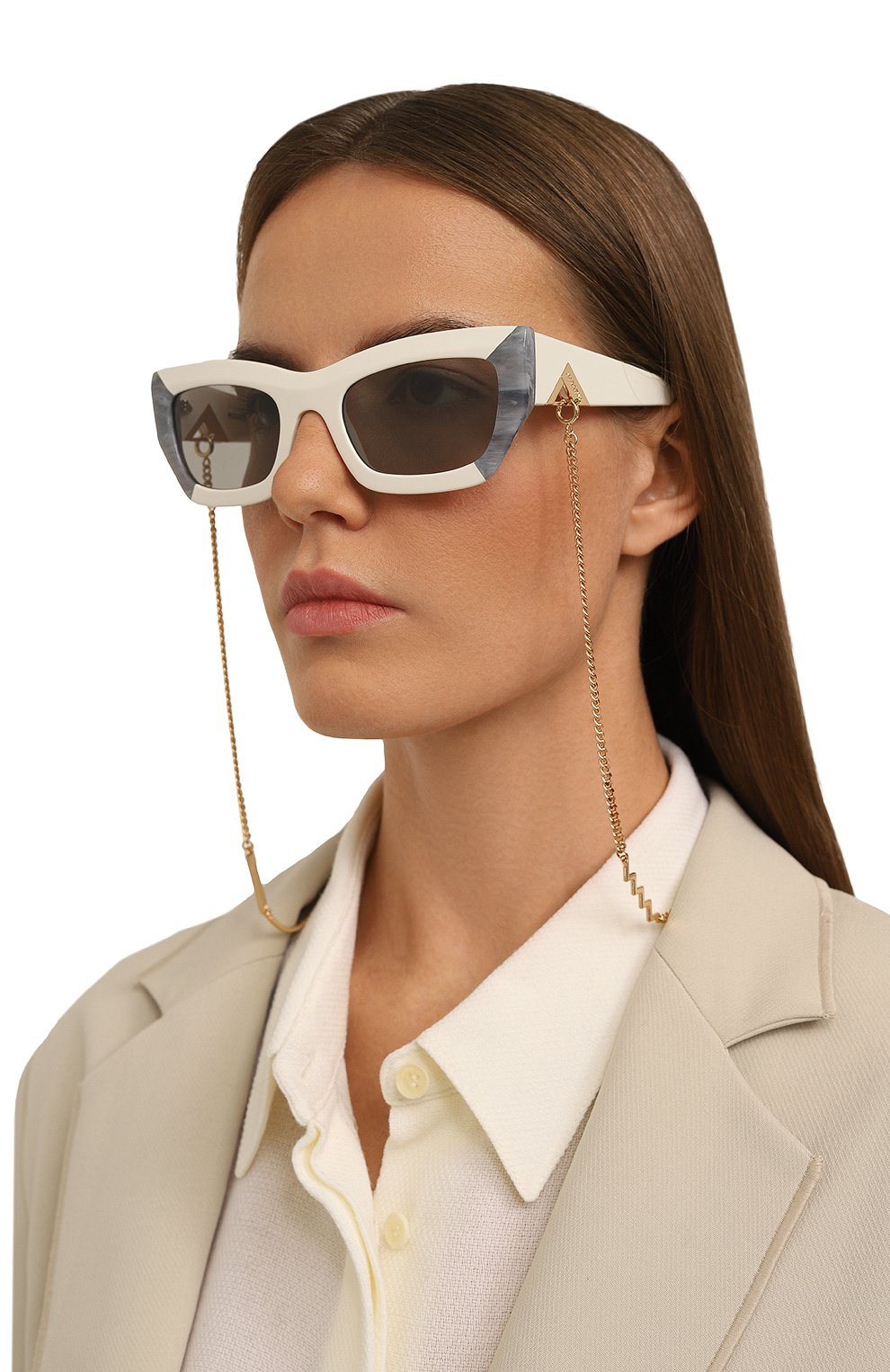 Солнцезащитные очки и цепочка MISSONI белого цвета по цене 25750 руб., арт. MIS0151 Y5W, фото 2 Солнцезащитные очки и цепочка MISSONI, арт. MIS0151 Y5W, фото 2