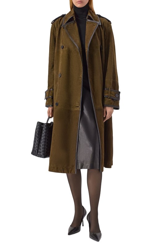 Замшевый тренч Nina Ricci 25AUMA015/G00022 Хаки  25AUMA015/G00022 Фото 2