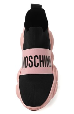 Детские кроссовки MOSCHINO черного цвета, арт. 77486/VAR01/36-41 | Фото 4 (Материал внешний: Текстиль; Стили: Гранж; Материал сплава: Проставлено; Нос: Не проставлено; Материал внутренний: Текстиль)