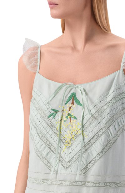 Хлопковое платье VALENTINO светло-зеленого цвета по цене 699500 руб., арт. 8B3VAJL0/97Y, фото 4 Хлопковое платье VALENTINO, арт. 8B3VAJL0/97Y, фото 4