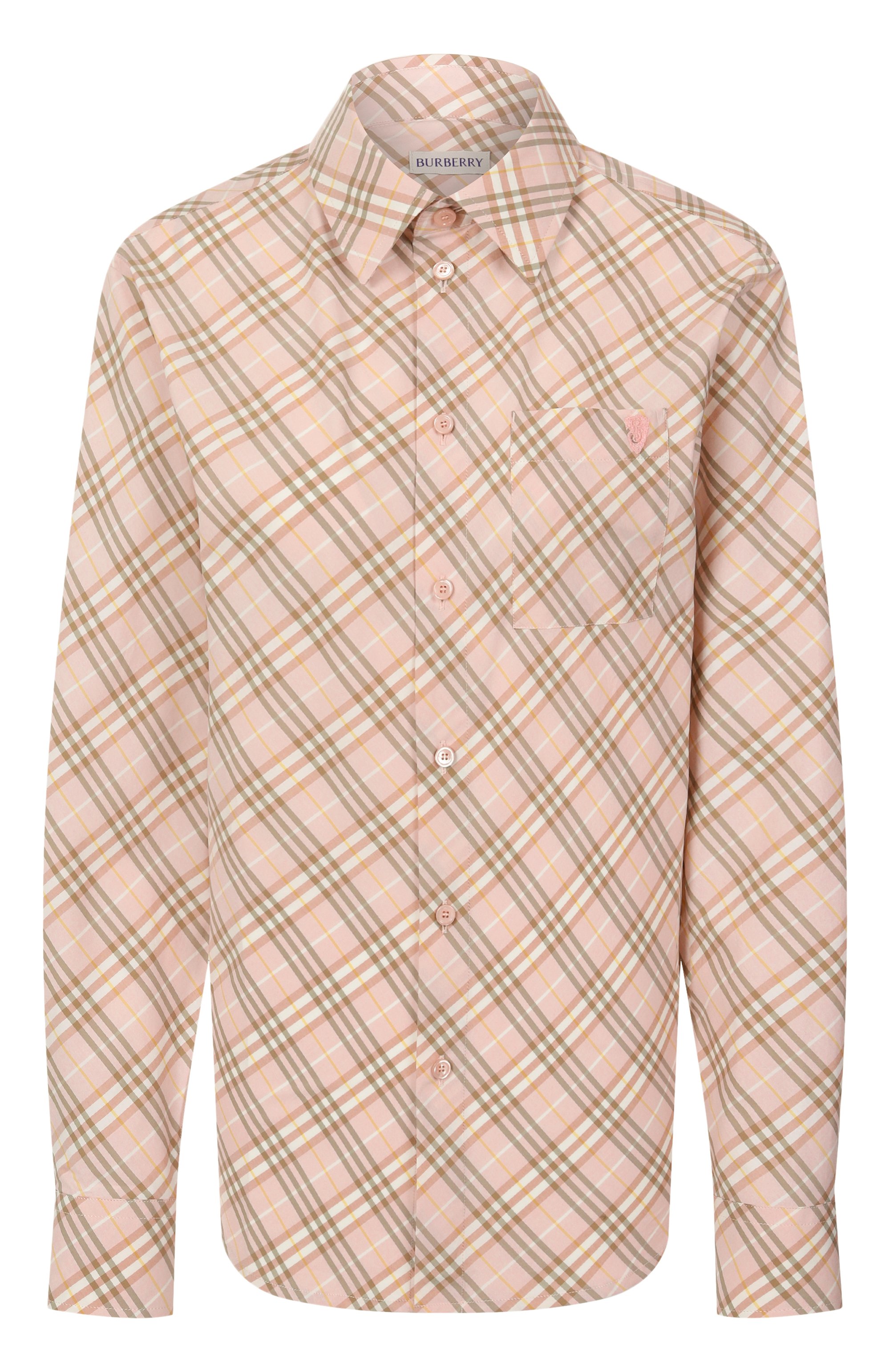 Хлопковая рубашка BURBERRY розового цвета по цене 84250 руб., арт. 8101134, фото 1 Хлопковая рубашка BURBERRY, арт. 8101134, фото 1