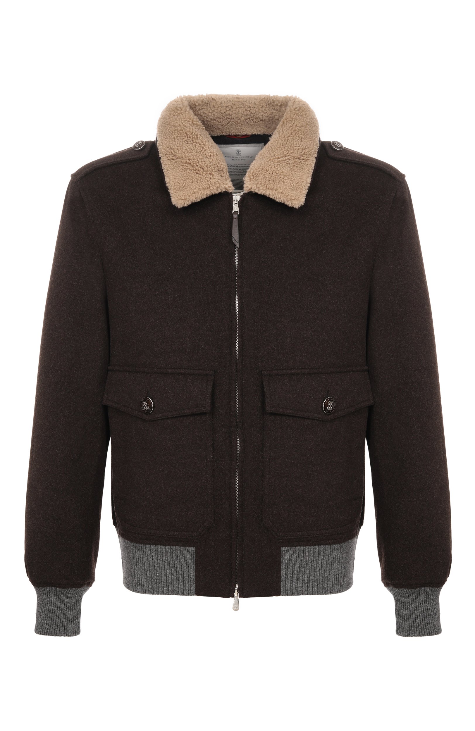 Кашемировый бомбер с воротником из овчины BRUNELLO CUCINELLI, арт. MM4006003, фото 1