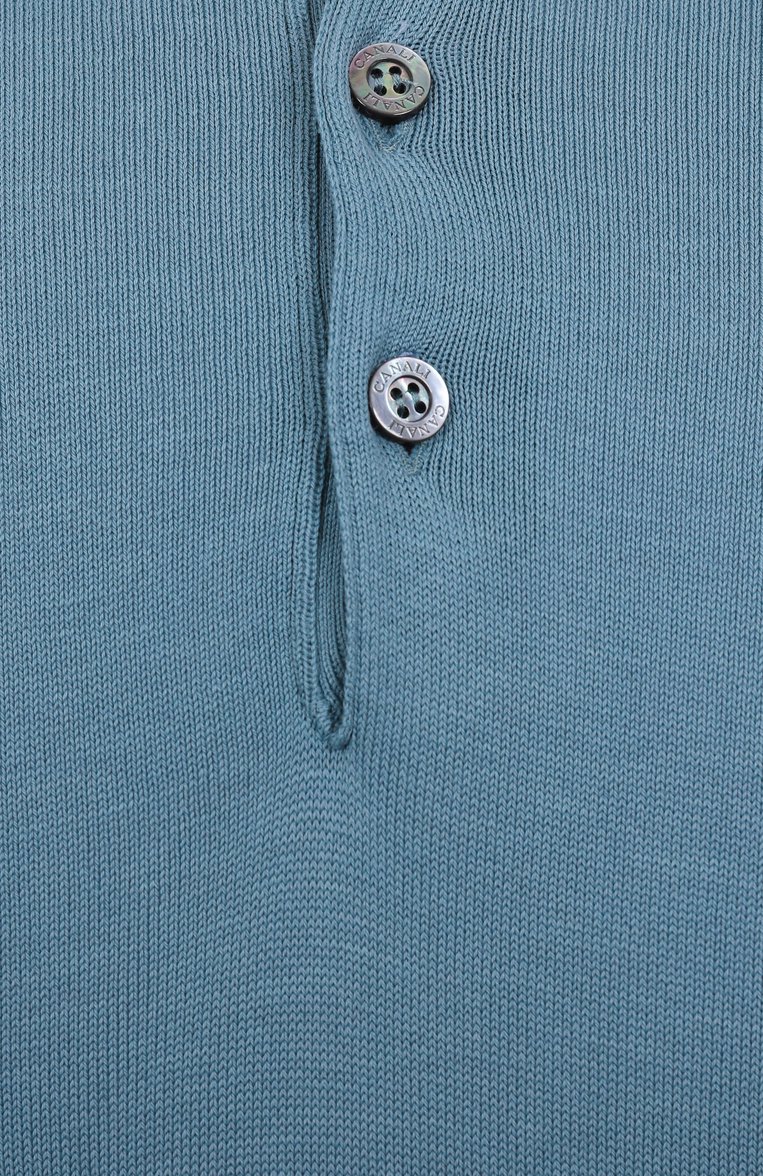 Мужское хлопковое поло CANALI бирюзового цвета, арт. C1053/MK02261 | Фото 6 (Рукава: Короткие; Материал внешний: Хлопок; Кросс-КТ: Трикотаж; Принт: Без принта; Застежка: Пуговицы; Длина (для топов): Стандартные; Стили: Кэжуэл)