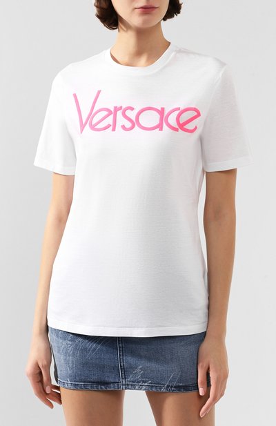 Хлопковая футболка VERSACE белого цвета по цене 38450 руб., арт. A83846/A201952, фото 3 Хлопковая футболка VERSACE, арт. A83846/A201952, фото 3