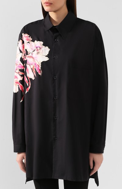 Хлопковая рубашка YOHJI YAMAMOTO черного цвета по цене 72950 руб., арт. FC-B03-004, фото 3 Хлопковая рубашка YOHJI YAMAMOTO, арт. FC-B03-004, фото 3