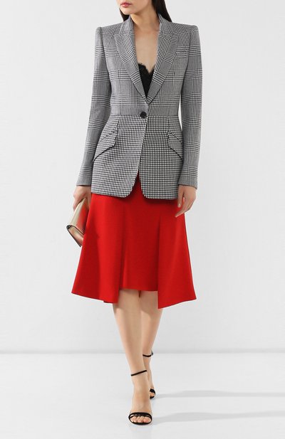 Шерстяной жакет ALEXANDER MCQUEEN черно-белого цвета по цене 287500 руб., арт. 586009/QJAAH, фото 2 Шерстяной жакет ALEXANDER MCQUEEN, арт. 586009/QJAAH, фото 2