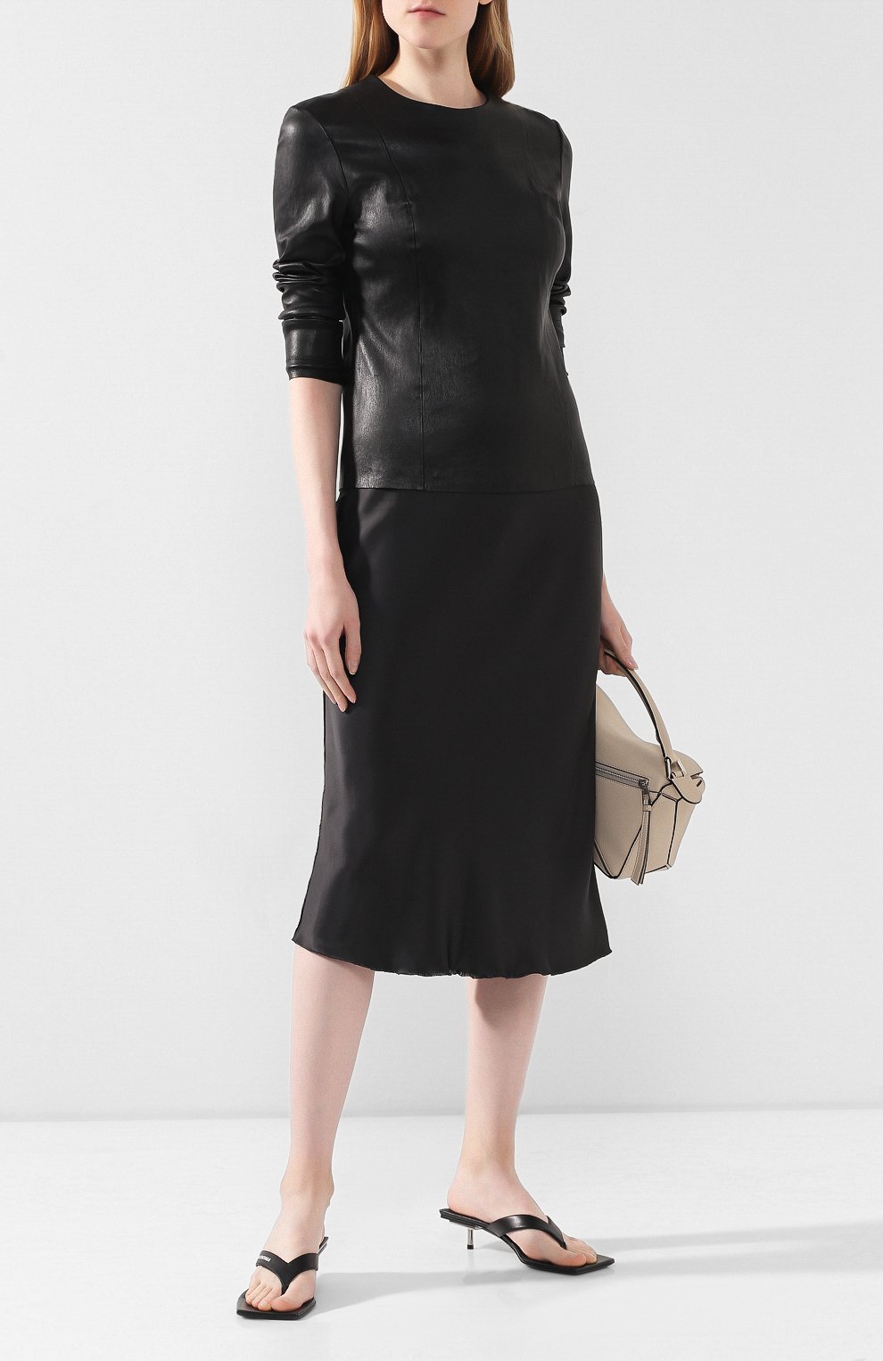 Кожаный топ HELMUT LANG черного цвета по цене 92650 руб., арт. J05HW501, фото 2 Кожаный топ HELMUT LANG, арт. J05HW501, фото 2