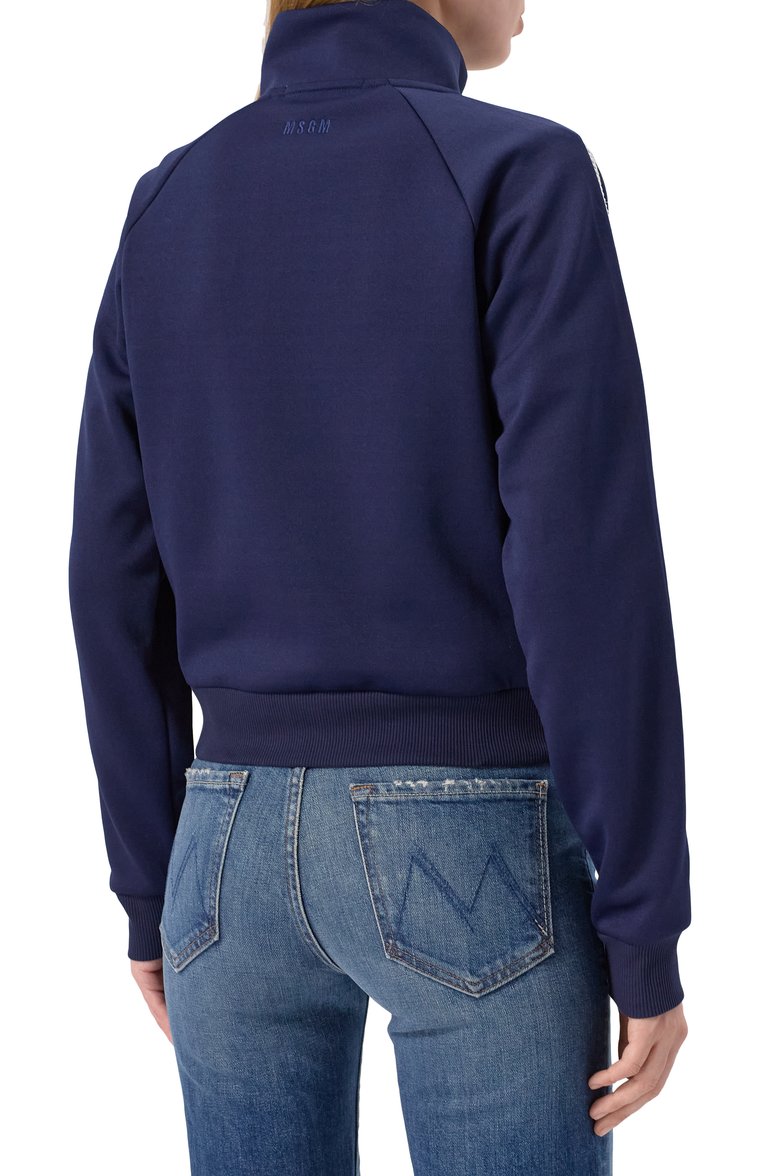 Женский хлопковая толстовка MSGM синего цвета, арт. 3841MDM136/257267 | Фото 4 (Драгоценные камни: Проставлено; Рукава: Длинные; Длина (для топов): Стандартные; Материал сплава: Проставлено; Женское Кросс-КТ: Кардиган-одежда; Стили: Спорт-шик; Материал внешний: Хлопок, Синтетический материал)