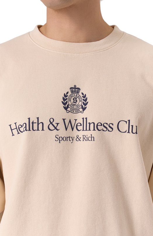 Хлопковый свитшот Sporty and Rich ST071606241CR01 Бежевый  ST071606241CR01 Фото 5
