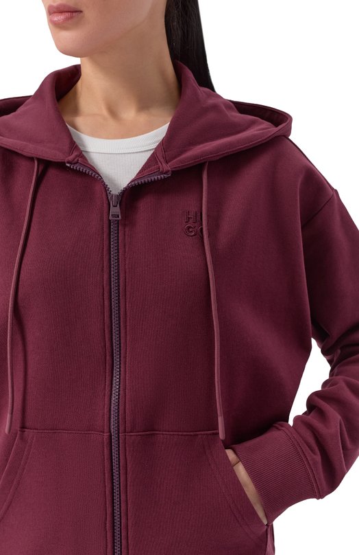 Хлопковая толстовка HUGO 50535240 Бордовый  50535240 Фото 5