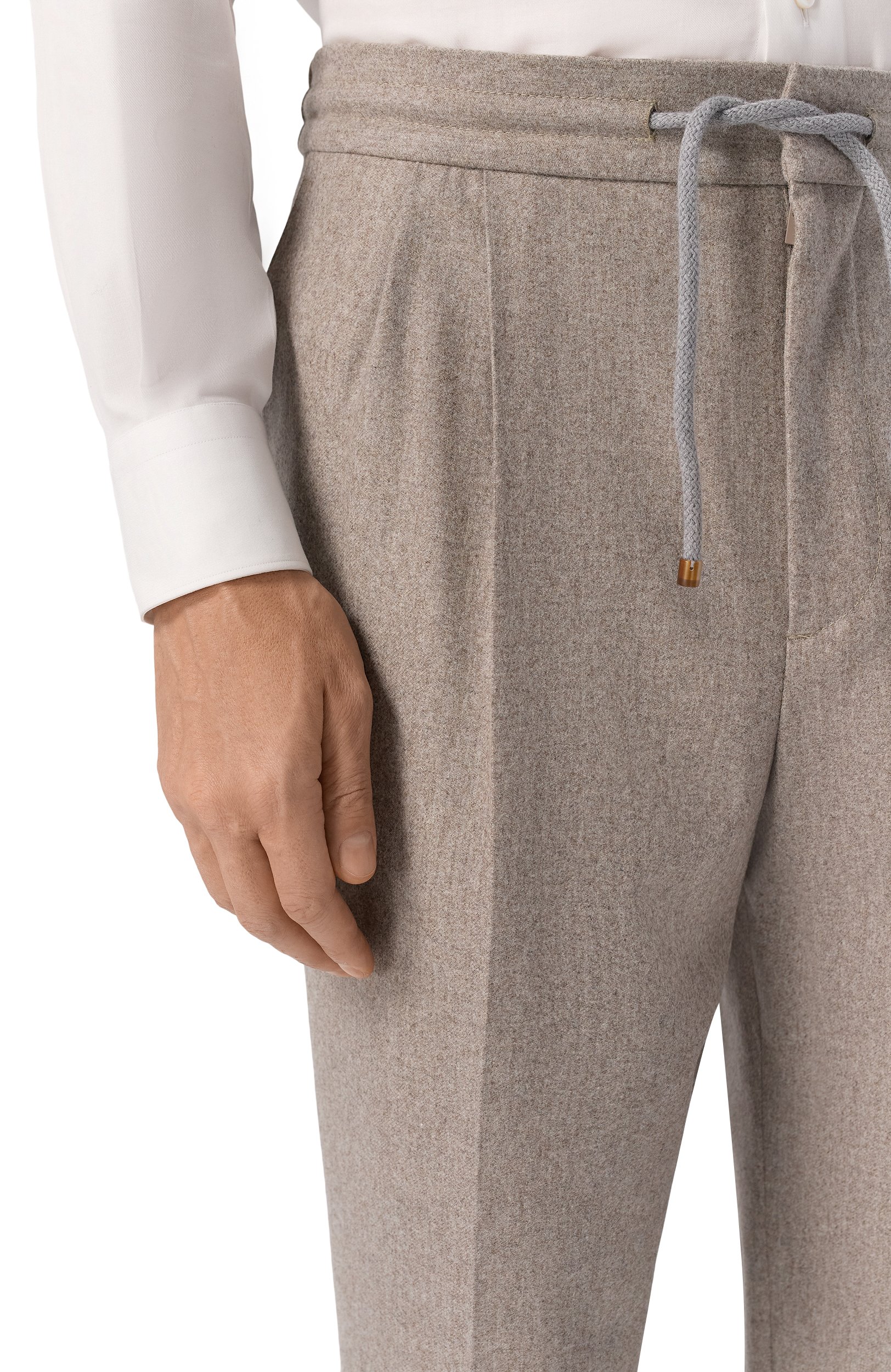 Шерстяные брюки BRUNELLO CUCINELLI бежевого цвета по цене 138500 руб., арт. M038PE1710, фото 5 Шерстяные брюки BRUNELLO CUCINELLI, арт. M038PE1710, фото 5