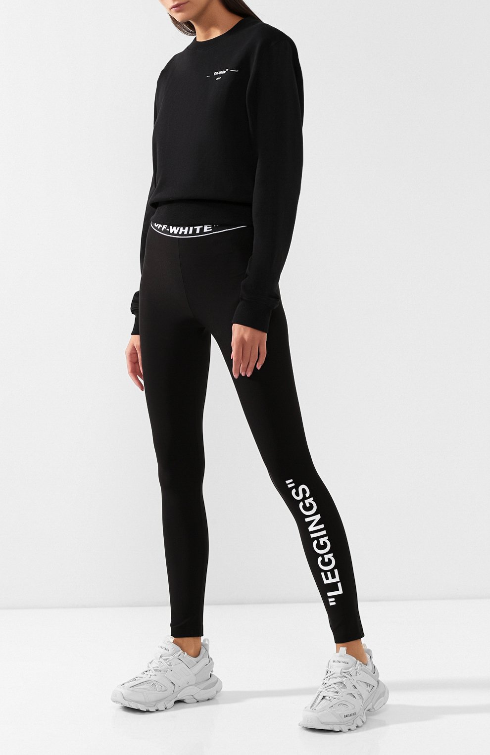 Легинсы OFF-WHITE черно-белого цвета по цене 36450 руб., арт. 0WCD009R19B780631001, фото 2 Легинсы OFF-WHITE, арт. 0WCD009R19B780631001, фото 2