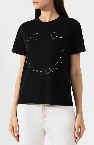 Хлопковая футболка STELLA MCCARTNEY черного цвета по цене 15950 руб., арт. 586957/SMW88, фото 3 Хлопковая футболка STELLA MCCARTNEY, арт. 586957/SMW88, фото 3