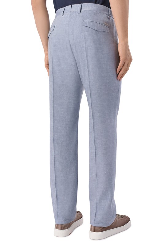 Брюки изо льна и шерсти Stefano Ricci M1T610002H/WL003L Голубой  M1T610002H/WL003L Фото 4