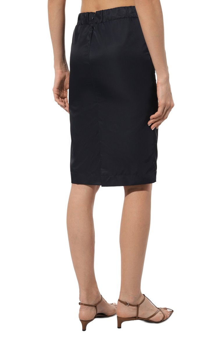 Женская юбка KITON темно-синего цвета, арт. D57210K0925D | Фото 4 (Драгоценные камни: Проставлено; Длина Ж (юбки, платья, шорты): До колена; Материал сплава: Проставлено; Материал внешний: Синтетический материал; Стили: Сп�орт-шик; Женское Кросс-КТ: Юбка-карандаш)