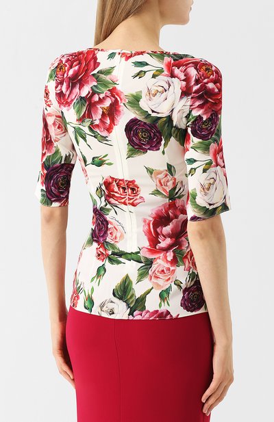 Приталенный шелковый топ с принтом DOLCE & GABBANA, арт. F7X53T/GDJ21, фото 4