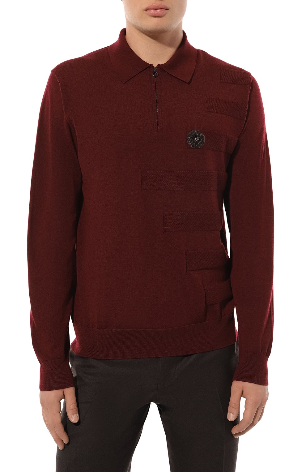 Шерстяное поло с отделкой из кожи аллигатора STEFANO RICCI, арт. KE06000AZ1/E23301/ALMIS, фото 3