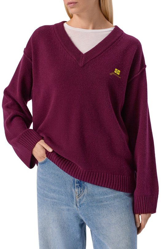 Свитер из шерсти и вискозы Ganni K2590 Фиолетовый  K2590 Фото 3