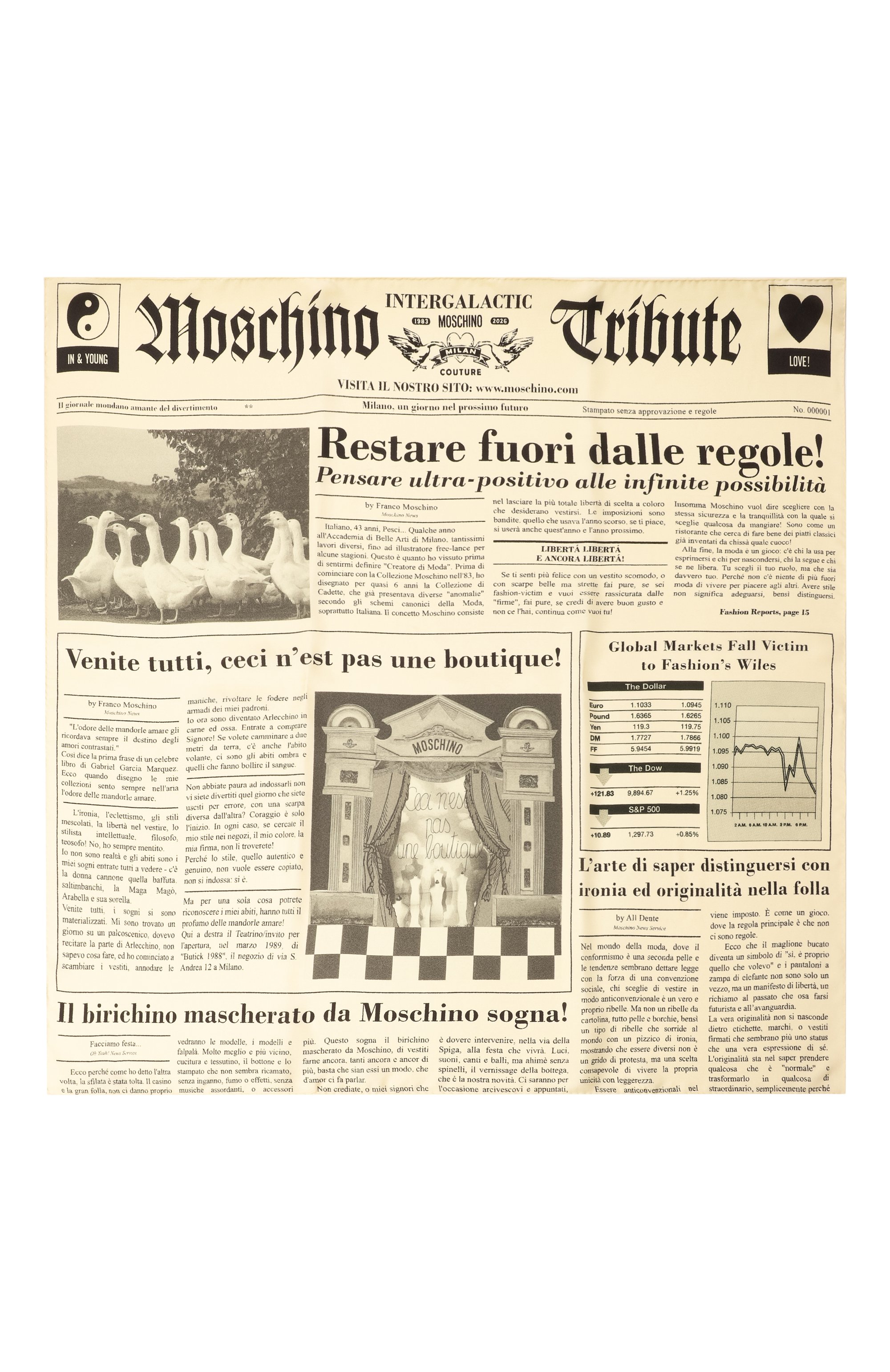 Шелковый платок MOSCHINO желтого цвета по цене 30750 руб., арт. A3303/0496, фото 4 Шелковый платок MOSCHINO, арт. A3303/0496, фото 4