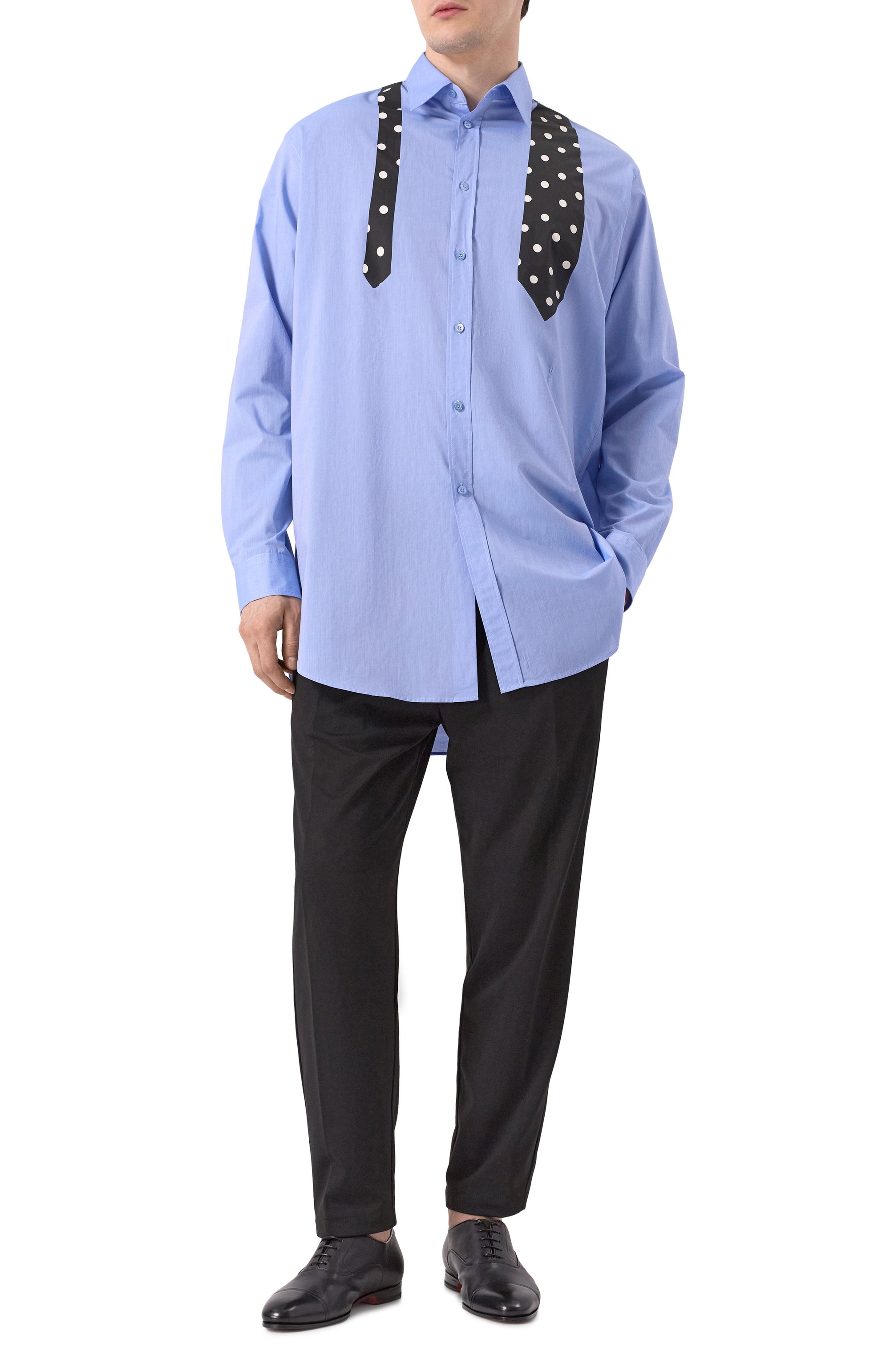 Хлопковая рубашка MOSCHINO голубого цвета по цене 69950 руб., арт. A0210/0234, фото 2 Хлопковая рубашка MOSCHINO, арт. A0210/0234, фото 2