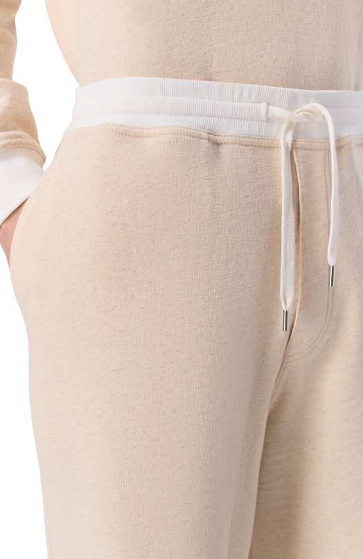 Брюки из хлопка и льна Brunello Cucinelli MR8313381G Бежевый  MR8313381G Фото 5