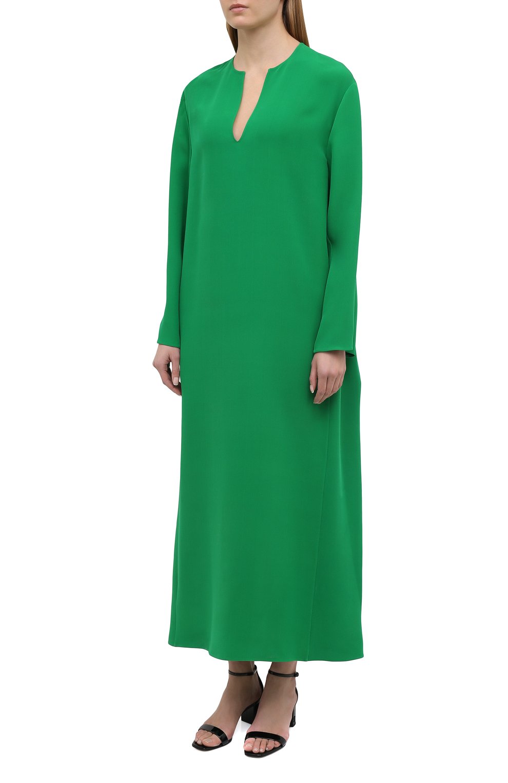 Шелковое платье VALENTINO зеленого цвета по цене 361000 руб., арт. VB3VDBR61MM, фото 3 Шелковое платье VALENTINO, арт. VB3VDBR61MM, фото 3