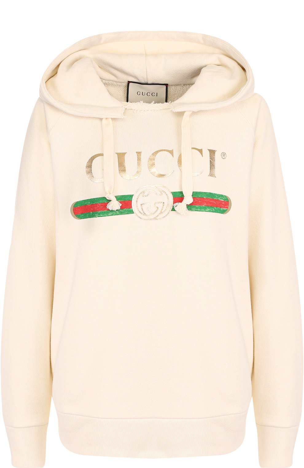 Хлопковый пуловер с капюшоном и логотипом бренда GUCCI, арт. 457931/X5N71, фото 1