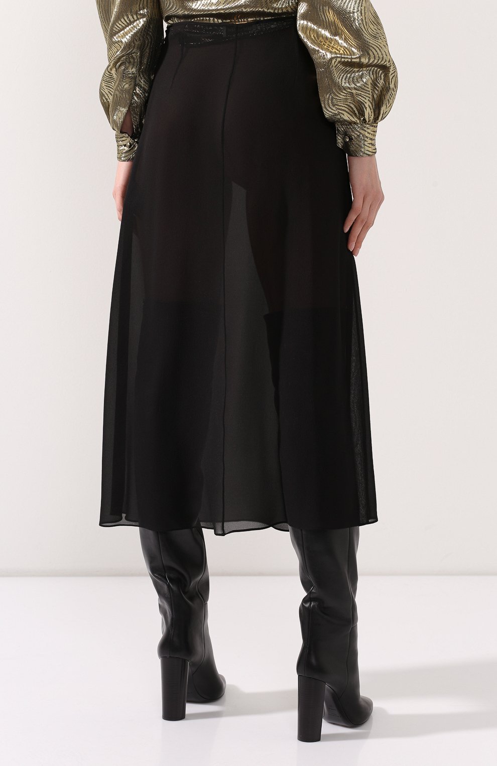 Шелковая юбка SAINT LAURENT, арт. 623880/Y059R, фото 4