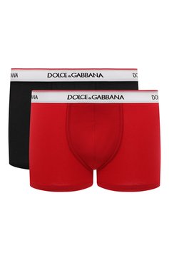 Мужские комплект из двух боксеров DOLCE & GABBANA красного цвета, арт. M9D62J/0UAIG | Фото 1 (Кросс-КТ: бельё; Материал сплава: Проставлено; Нос: Не проставлено; Материал внешний: Хлопок; Мужское Кросс-КТ: Трусы)