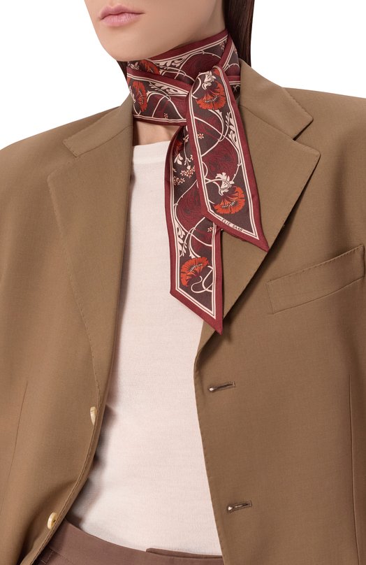 Шелковый шарф-твилли Elie Saab 710009672F25 Бордовый  710009672F25 Фото 2