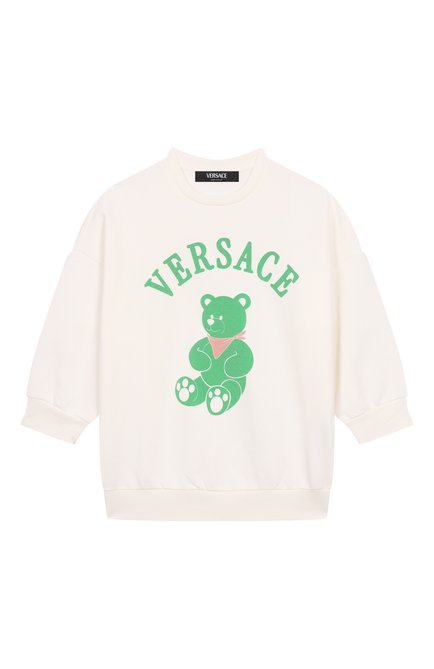 Детский хлопковый свитшот VERSACE молочного цвета, арт. 1018195/1A13048/8A-14A | Фото 1 (Рукава: Длинные; Материал внешний: Хлопок; Материал спл�ава: Проставлено; Драгоценные камни: Проставлено)