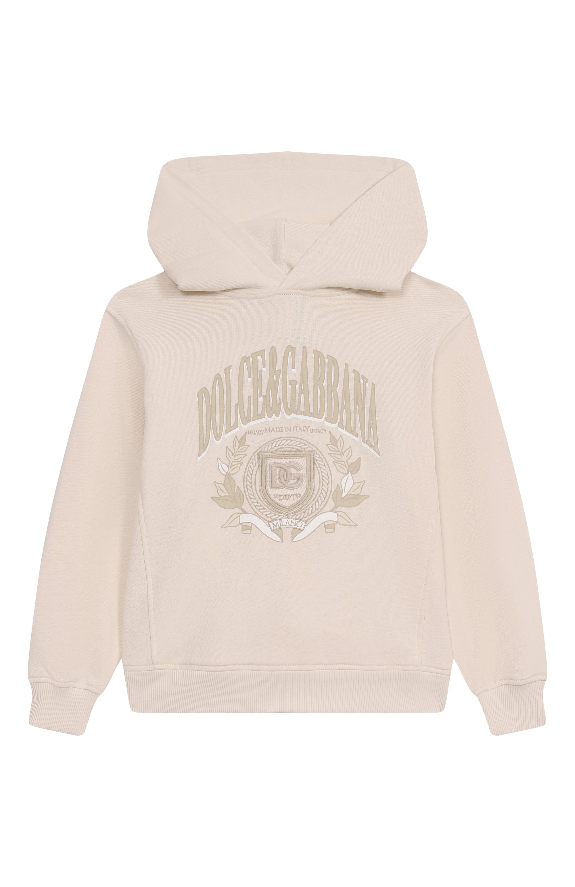 Хлопковое худи DOLCE & GABBANA кремового цвета по цене 49350 руб., арт. L4JWLV/G705B/8-14, фото 1 Хлопковое худи DOLCE & GABBANA, арт. L4JWLV/G705B/8-14, фото 1