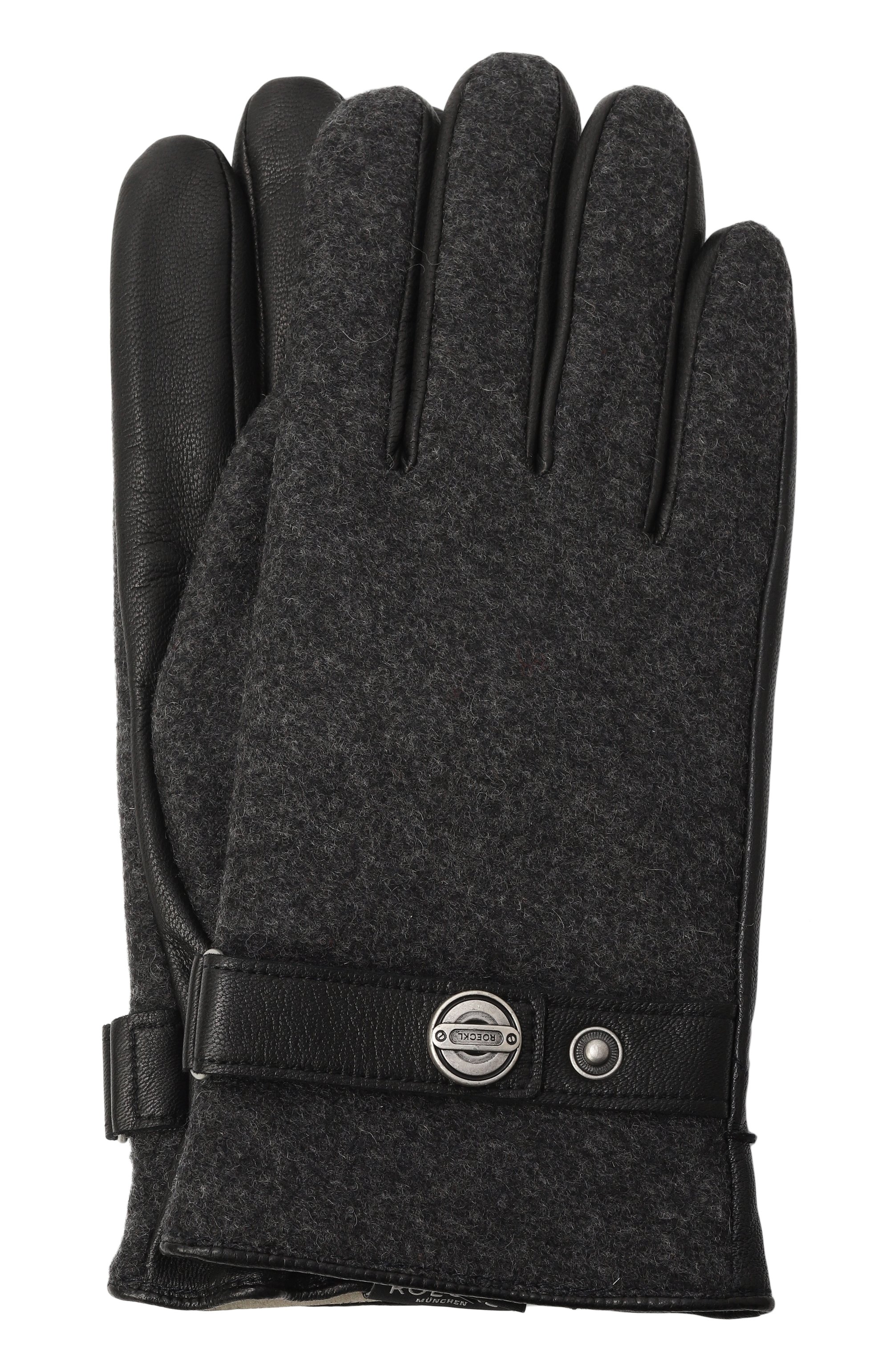Комбинированные перчатки ROECKL черного цвета по цене 18500 руб., арт. 13012-5870, фото 1 Комбинированные перчатки ROECKL, арт. 13012-5870, фото 1