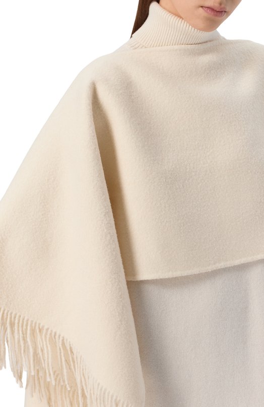 Шерстяное пончо TOTEME 254-WSC0132-FB0471 Кремовый  254-WSC0132-FB0471 Фото 5