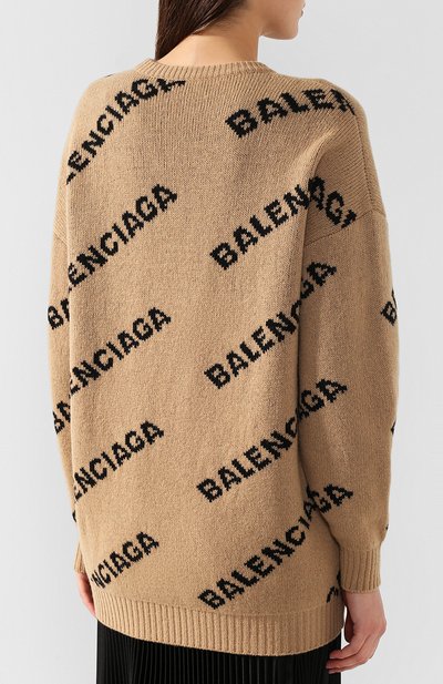 Шерстяной пуловер BALENCIAGA бежевого цвета по цене 133500 руб., арт. 581027/T1473, фото 4 Шерстяной пуловер BALENCIAGA, арт. 581027/T1473, фото 4